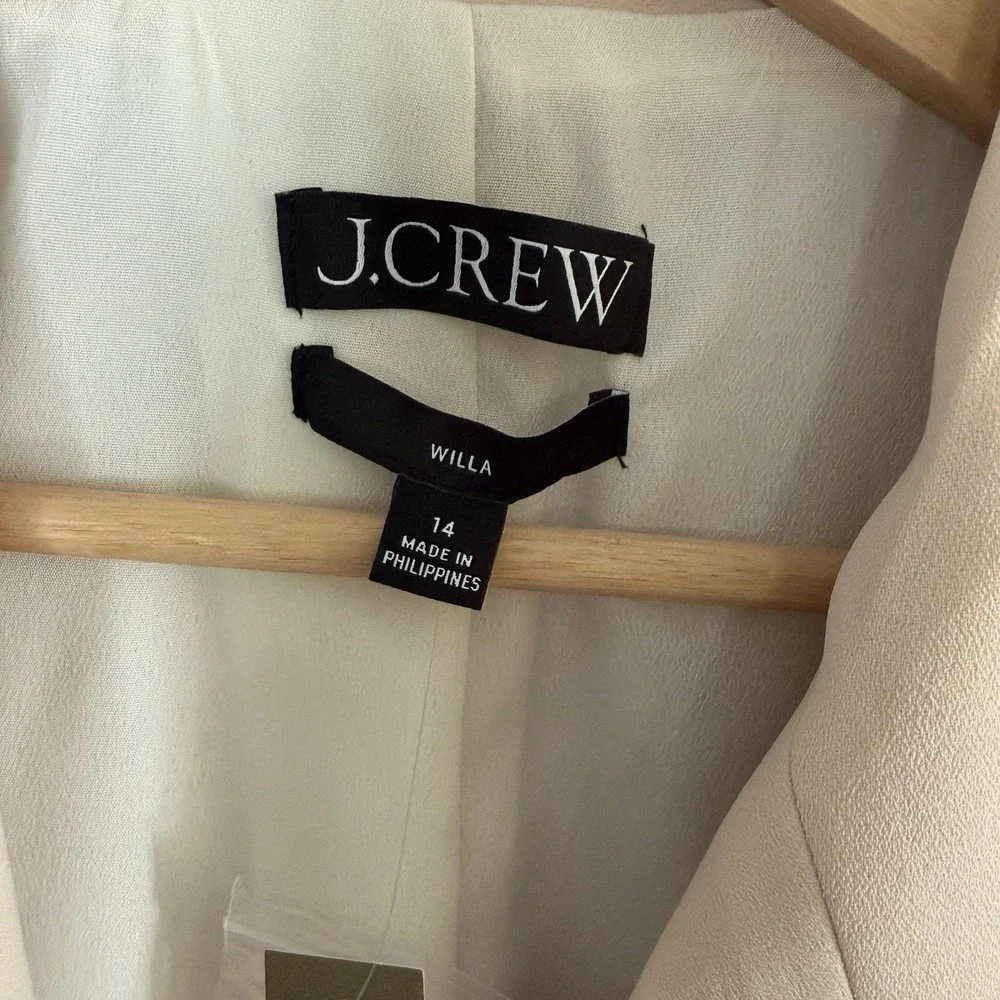 J. Crew Women's Willa City Crepe Blazer Jacket Size 14 Gold Button Light Khaki